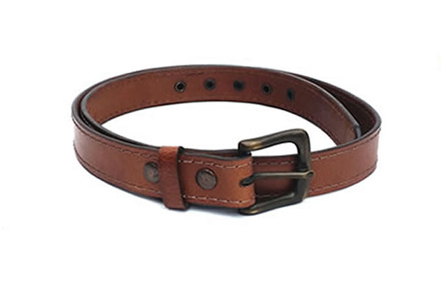 Tan cowhide belt with heavy stitch around