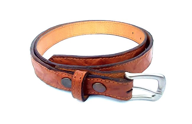 Brown slim line style leather belt 